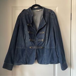 Chicos military inspired denim jacket size 3 (size XL or 16)